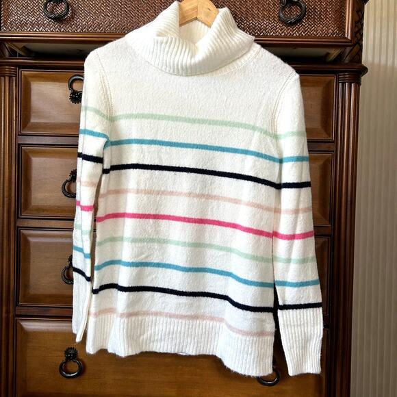 GAP Turtleneck Soft Preppy Rainbow Coastal Knit Pullover Sweater Size S - Picture 6 of 10